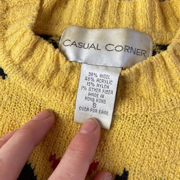 Vintage Casual Corner Yellow Ski Sweater - Stretchy Unisex SZ S - Picture 3 of 6